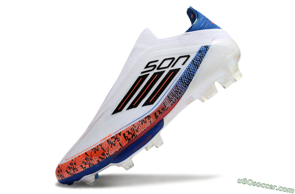 Adidas F50 Elite Lightstrike Pro Laceless FG Firm Ground Soccer Cleats - White/Orange/Blue 5