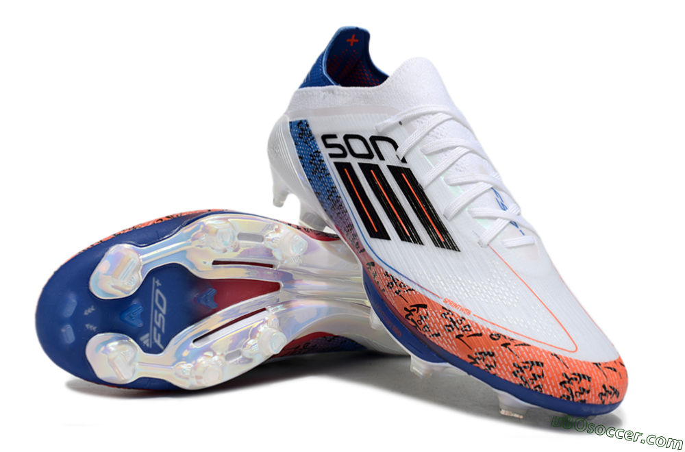 Adidas F50 Elite Lightstrike Pro FG Firm Ground Soccer Cleats - White/Orange/Blue 3