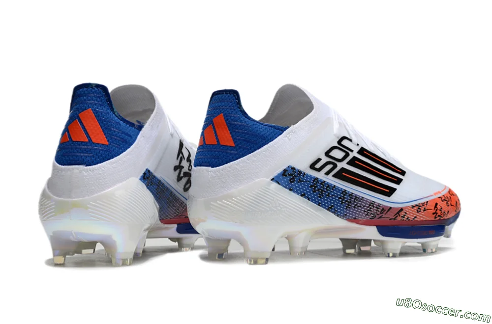 Adidas F50 Elite Lightstrike Pro FG Soccer Cleats - White/Orange/Blue