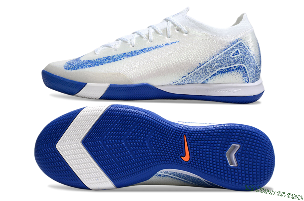 Nike Air Zoom Mercurial Vapor 16 Elite IC Indoor & Futsal Soccer Shoes - Beige/Blue/White 0