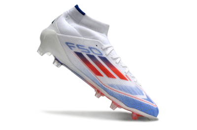 Adidas F50 Elite Mid FG Firm Ground Soccer Cleats - White/Blue/Red