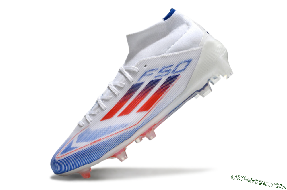 Adidas F50 Elite Mid FG Firm Ground Soccer Cleats - White/Blue/Red 5