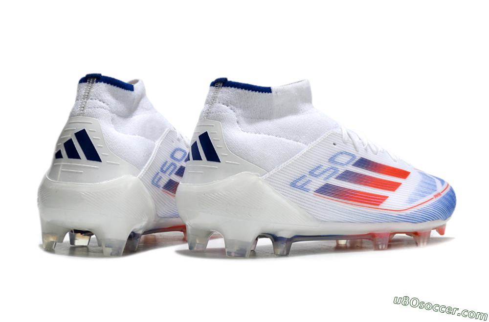 Adidas F50 Elite Mid FG Firm Ground Soccer Cleats - White/Blue/Red 6