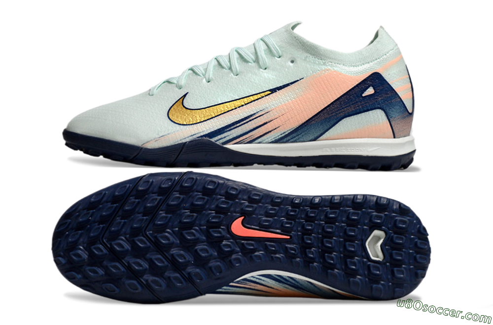 Nike Air Zoom Mercurial Vapor 16 Elite TF Artificial Turf Soccer Shoes - Jade/Gold/Blue 0