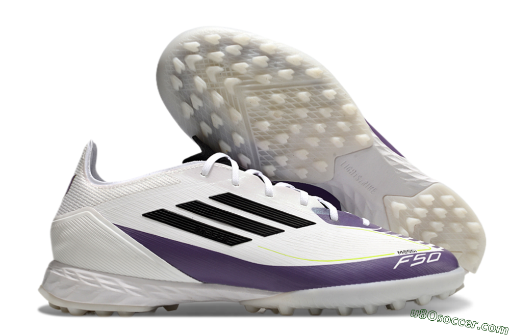 Adidas F50 Elite TF Artificial Turf Soccer Shoes - White/Black/Purple 1
