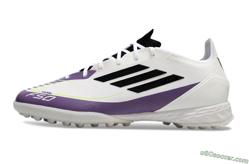Adidas F50 Elite TF Artificial Turf Soccer Shoes - White/Black/Purple 2