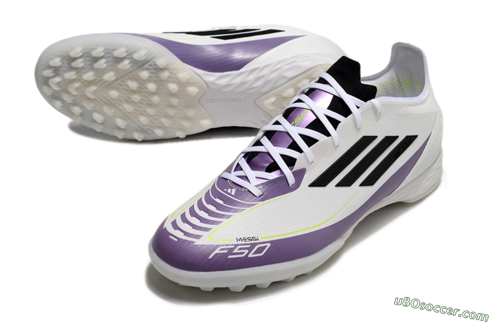 Adidas F50 Elite TF Artificial Turf Soccer Shoes - White/Black/Purple 3