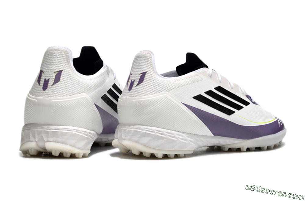 Adidas F50 Elite TF Artificial Turf Soccer Shoes - White/Black/Purple 6