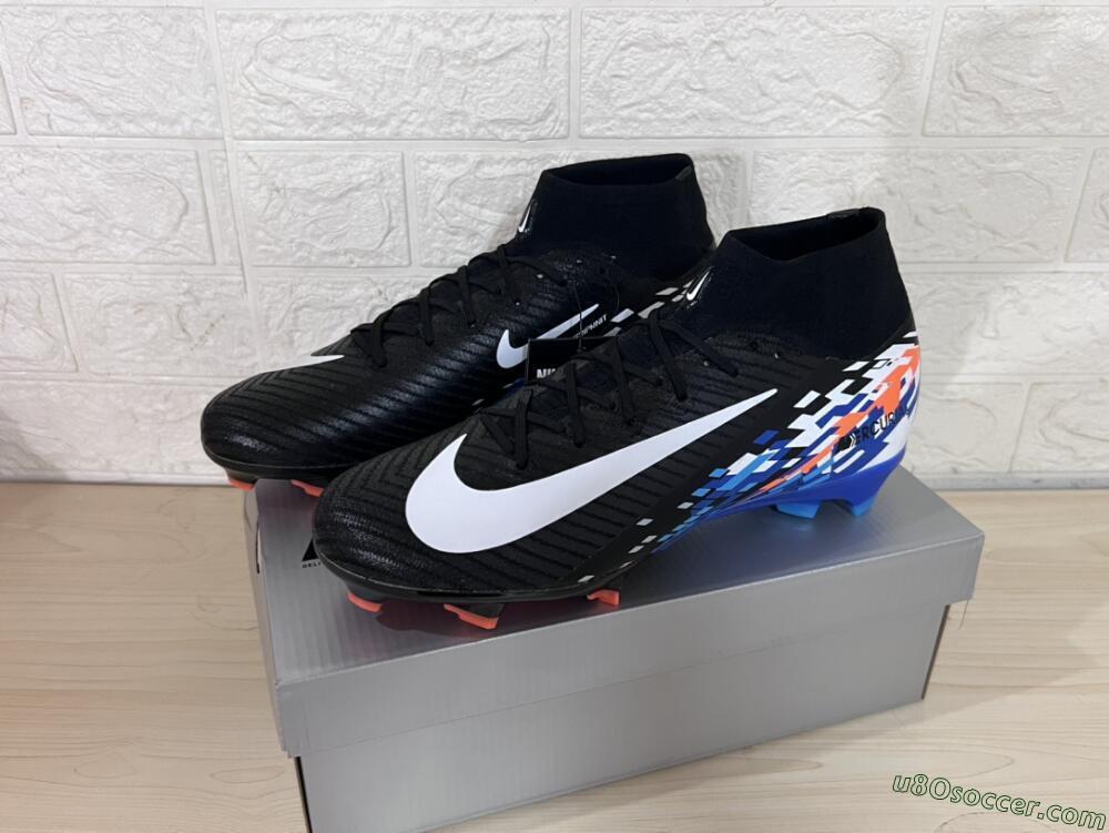 Nike Air Zoom Mercurial Superfly 10 Elite FG Firm Ground Soccer Cleats - Black/Blue/Orange