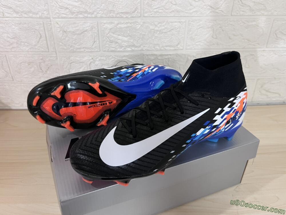 Nike Air Zoom Mercurial Superfly 10 Elite FG Firm Ground Soccer Cleats - Black/Blue/Orange