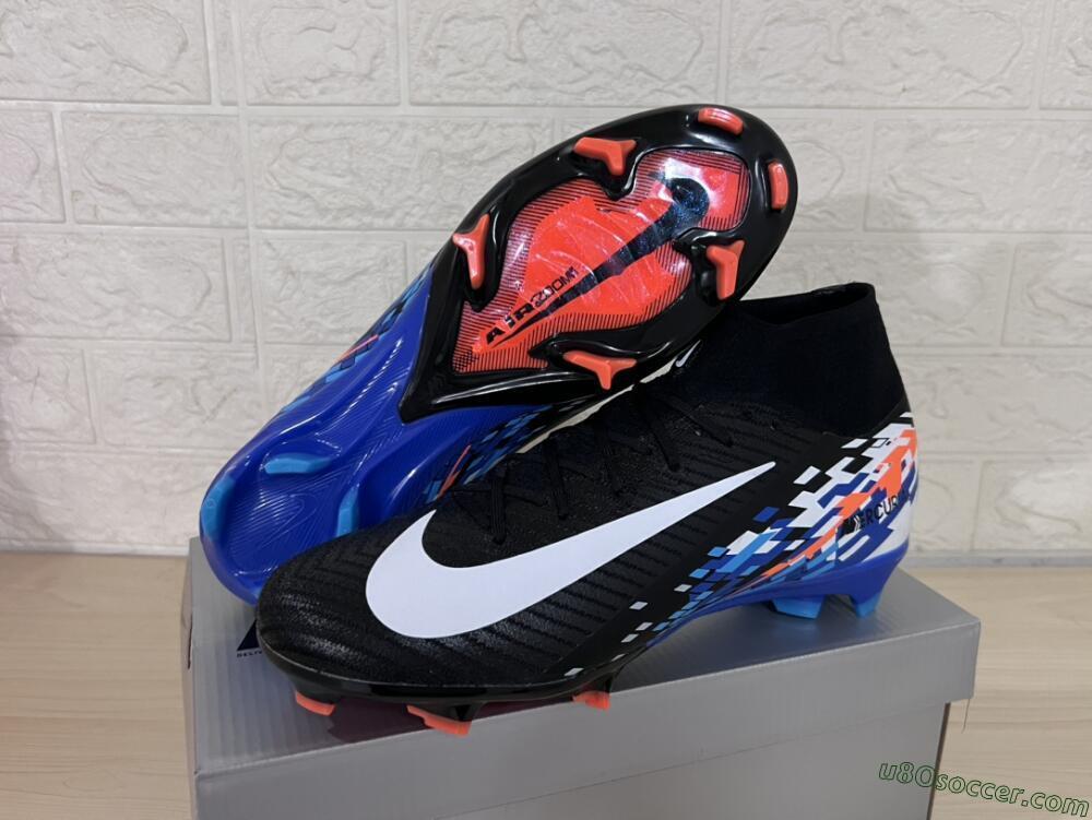 Nike Air Zoom Mercurial Superfly 10 Elite FG Firm Ground Soccer Cleats - Black/Blue/Orange