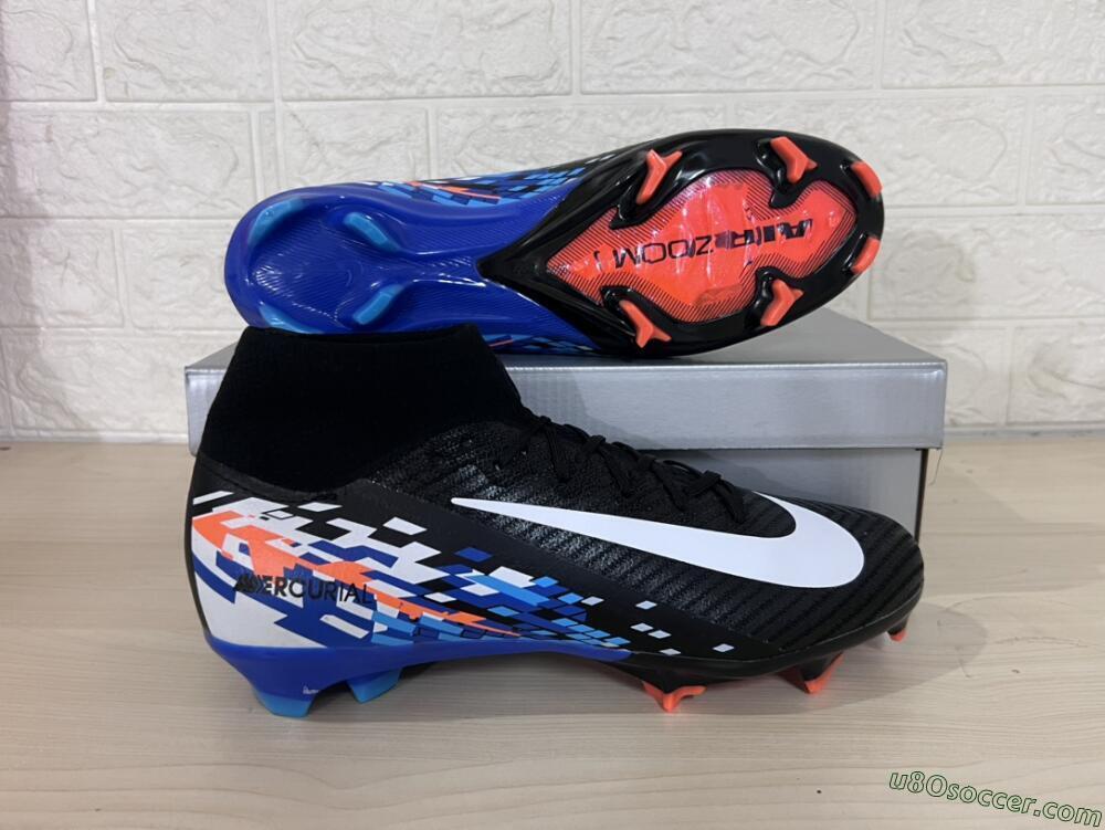 Nike Air Zoom Mercurial Superfly 10 Elite FG Firm Ground Soccer Cleats - Black/Blue/Orange