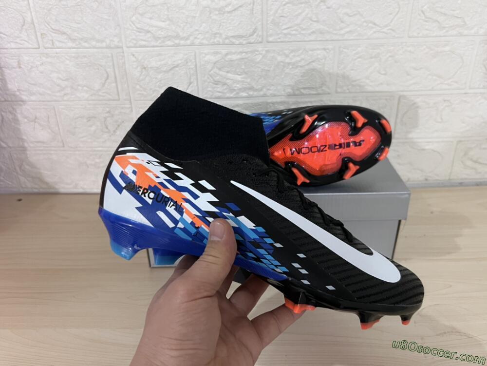 Nike Air Zoom Mercurial Superfly 10 Elite FG Firm Ground Soccer Cleats - Black/Blue/Orange
