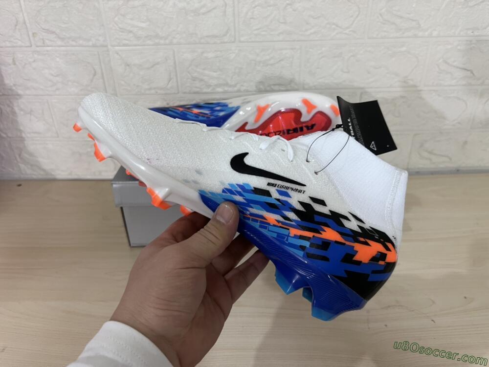 Nike Air Zoom Mercurial Superfly 10 Elite FG Firm Ground Soccer Cleats - White/Blue/Orange
