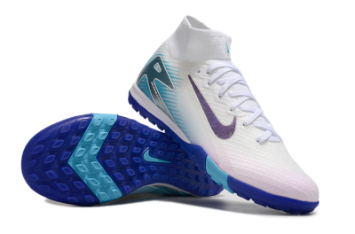 Nike Air Zoom Mercurial Superfly 10 Elite TF Artificial Turf Soccer Shoes - White/Purple/Blue