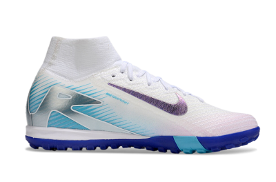 Nike Air Zoom Mercurial Superfly 10 Elite TF Artificial Turf Soccer Shoes - White/Purple/Blue
