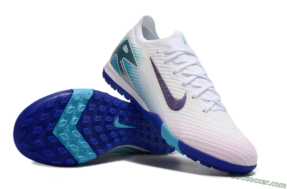 Nike Air Zoom Mercurial Vapor 16 Elite TF Artificial Turf Soccer Shoes - White/Purple/Blue 0