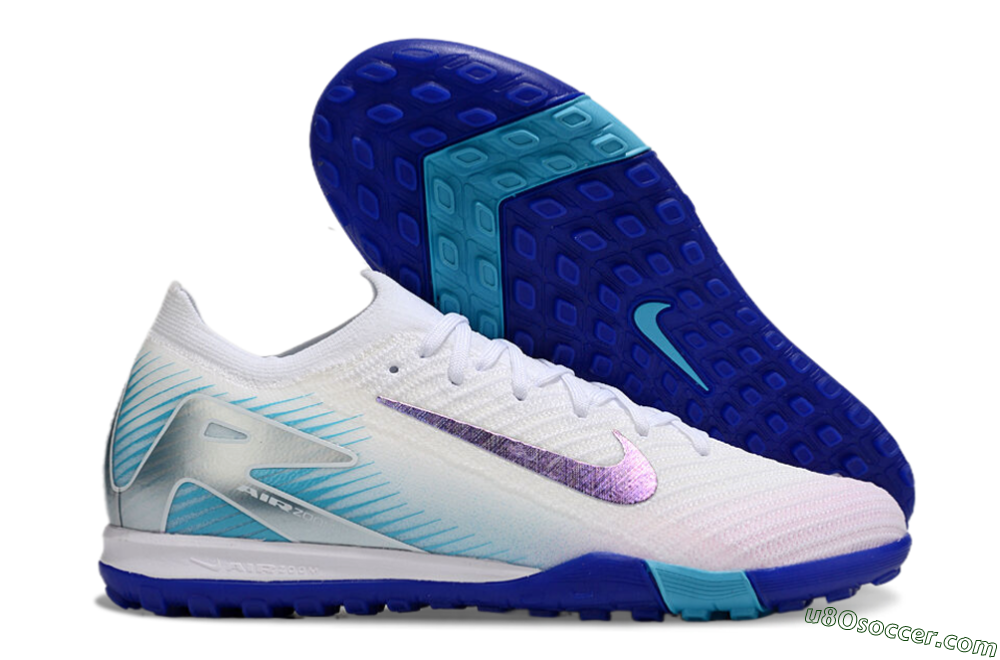 Nike Air Zoom Mercurial Vapor 16 Elite TF Artificial Turf Soccer Shoes - White/Purple/Blue 1