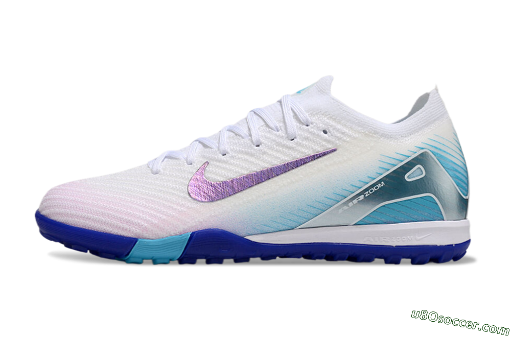 Nike Air Zoom Mercurial Vapor 16 Elite TF Artificial Turf Soccer Shoes - White/Purple/Blue 2