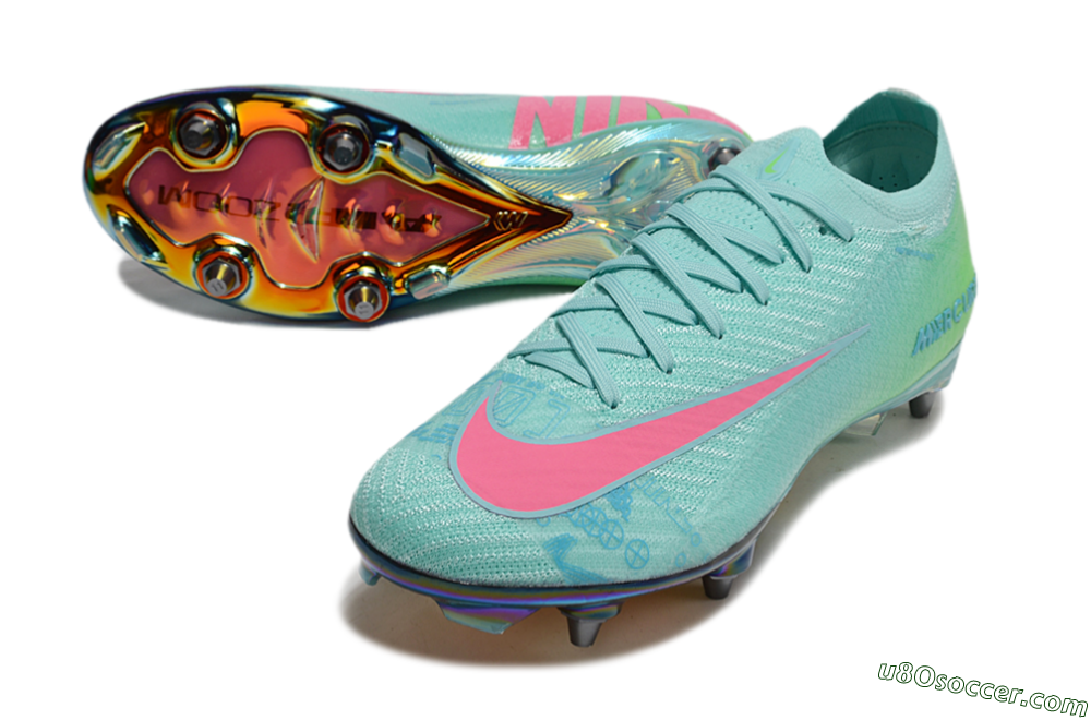 Nike Air Zoom Mercurial Vapor 16 Elite SG Soft Ground Soccer Cleats - Jade/Pink/Gold 3