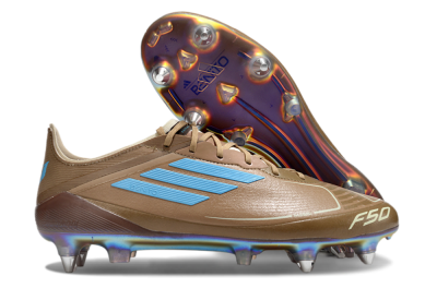 Messi x Adidas F50 Elite SG Soft Ground Soccer Cleats - Brown/White/Blue