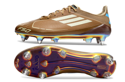 Messi x Adidas F50 Elite SG Soft Ground Soccer Cleats - Brown/White/Blue