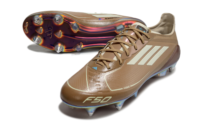 Messi x Adidas F50 Elite SG Soft Ground Soccer Cleats - Brown/White/Blue