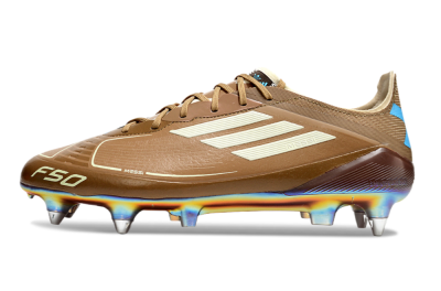 Messi x Adidas F50 Elite SG Soft Ground Soccer Cleats - Brown/White/Blue