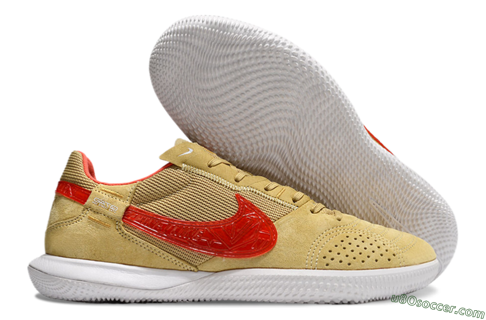 Nike Street Gato IC Indoor & Futsal Soccer Shoes - Khaki/Red/White 1