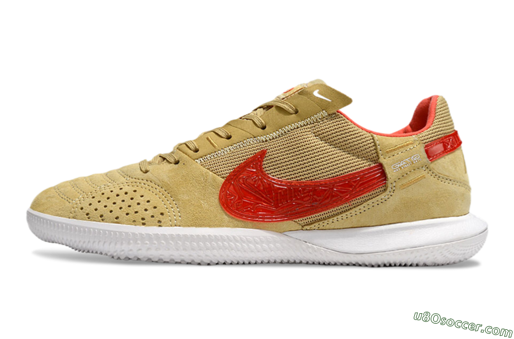 Nike Street Gato IC Indoor & Futsal Soccer Shoes - Khaki/Red/White 2