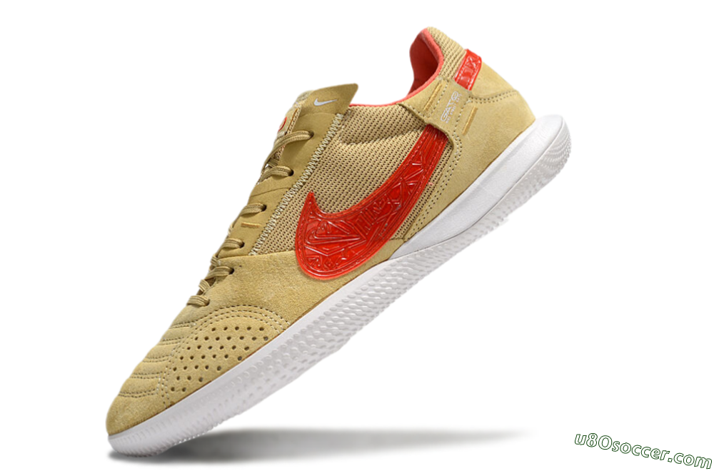 Nike Street Gato IC Indoor & Futsal Soccer Shoes - Khaki/Red/White 5