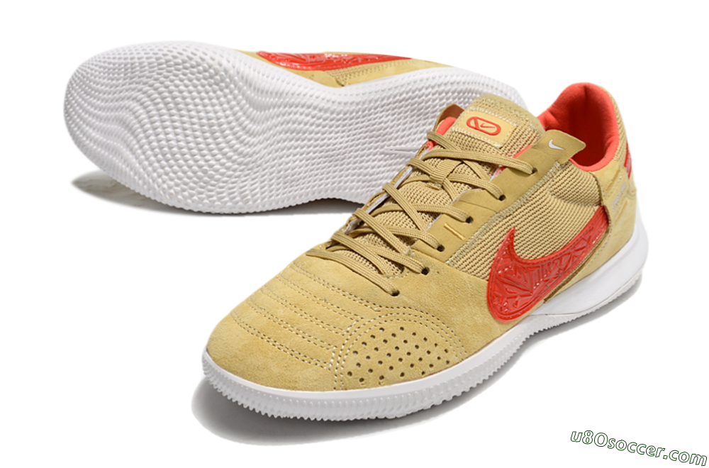 Nike Street Gato IC Indoor & Futsal Soccer Shoes - Khaki/Red/White 3