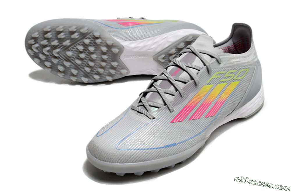 Adidas F50 Pro TF Artificial Turf Soccer Shoes - Grey/Gold/Pink 3