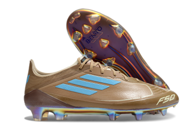 Messi x Adidas F50 Elite FG Firm Ground Soccer Cleats - Brown/White/Blue