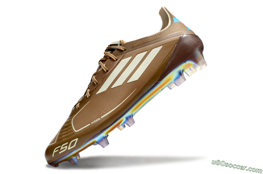 Messi x Adidas F50 Elite FG Firm Ground Soccer Cleats - Brown/White/Blue 5