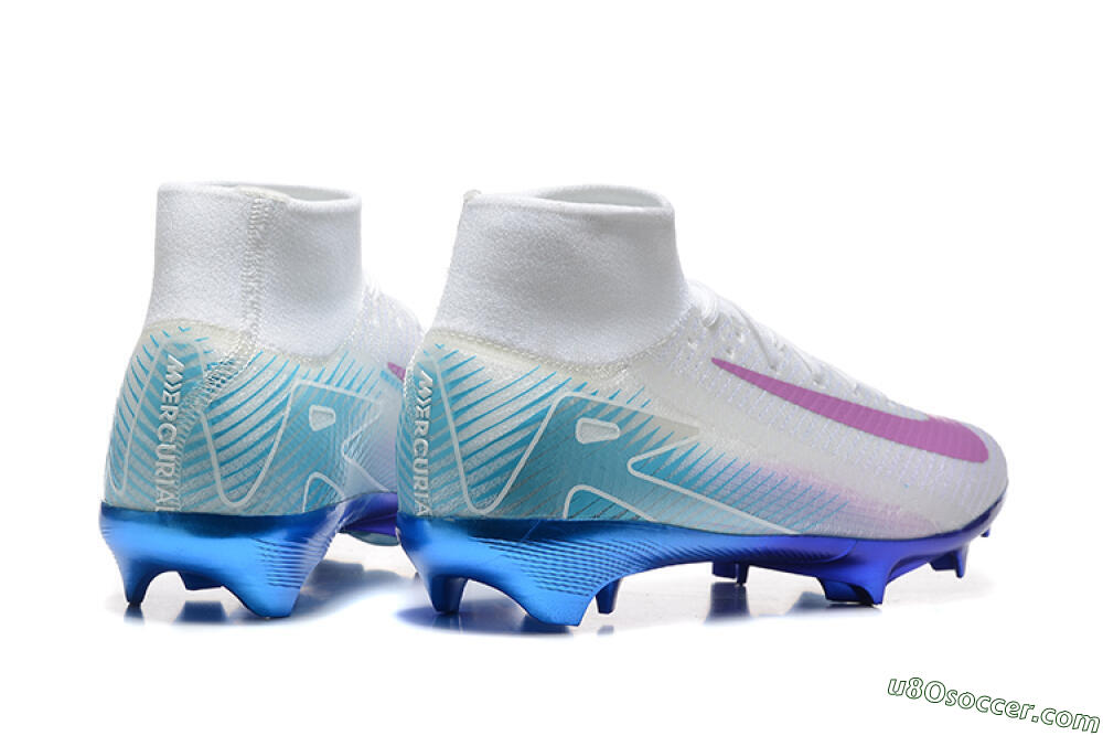 Nike Air Zoom Mercurial Superfly 10 Elite FG Firm Ground Soccer Cleats - White/Purple/Blue 9