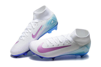 Nike Air Zoom Mercurial Superfly 10 Elite FG Firm Ground Soccer Cleats - White/Purple/Blue