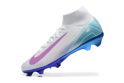 Nike Air Zoom Mercurial Superfly 10 Elite FG Firm Ground Soccer Cleats - White/Purple/Blue