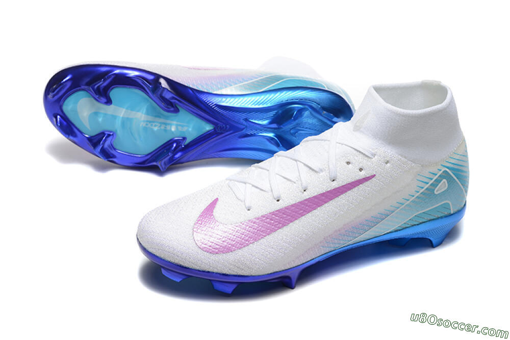 Nike Air Zoom Mercurial Superfly 10 Elite FG Firm Ground Soccer Cleats - White/Purple/Blue 3