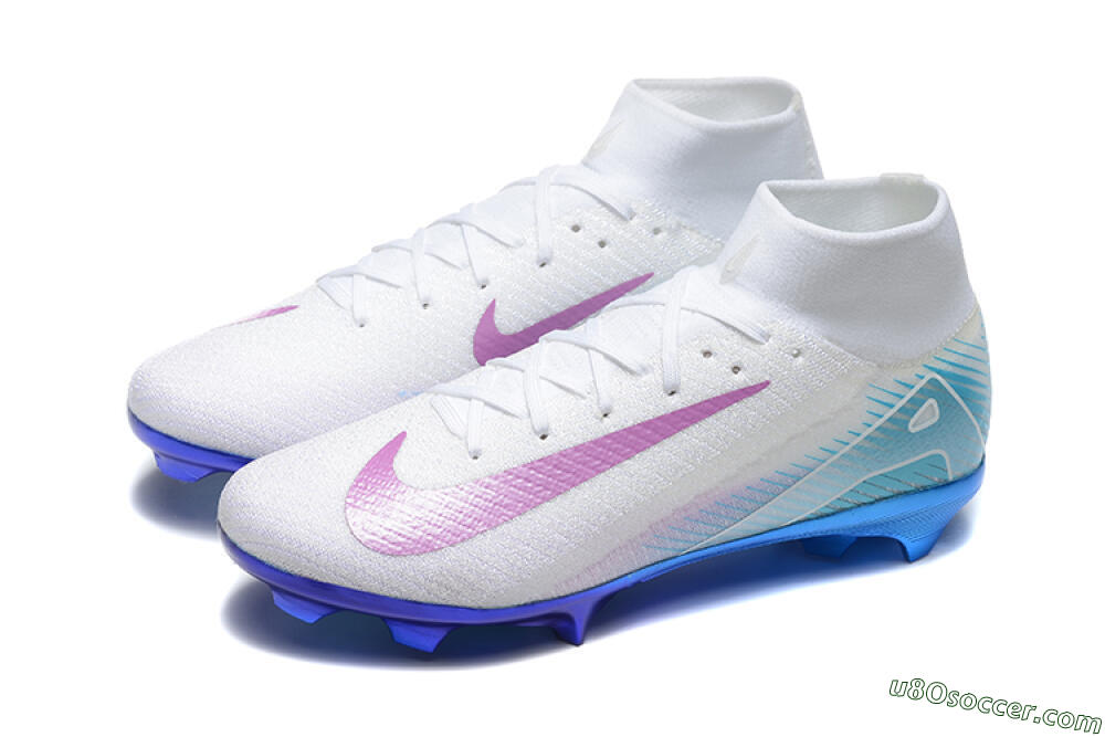 Nike Air Zoom Mercurial Superfly 10 Elite FG Firm Ground Soccer Cleats - White/Purple/Blue 5