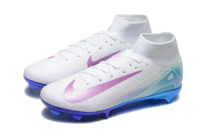 Nike Air Zoom Mercurial Superfly 10 Elite FG Firm Ground Soccer Cleats - White/Purple/Blue