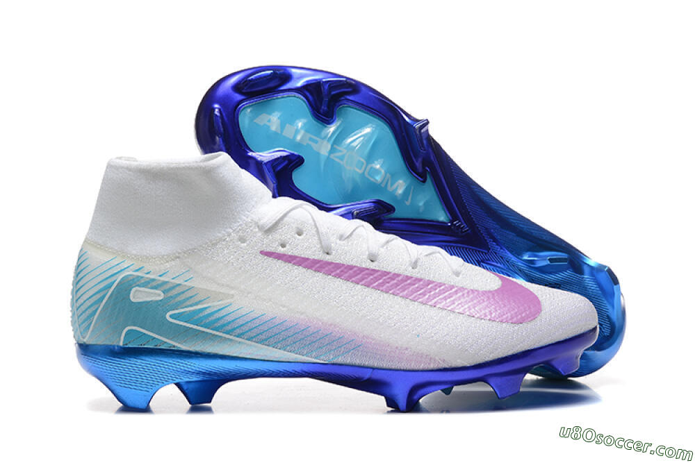 Nike Air Zoom Mercurial Superfly 10 Elite FG Firm Ground Soccer Cleats - White/Purple/Blue 1