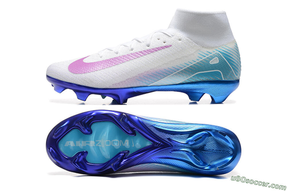 Nike Air Zoom Mercurial Superfly 10 Elite FG Firm Ground Soccer Cleats - White/Purple/Blue 0