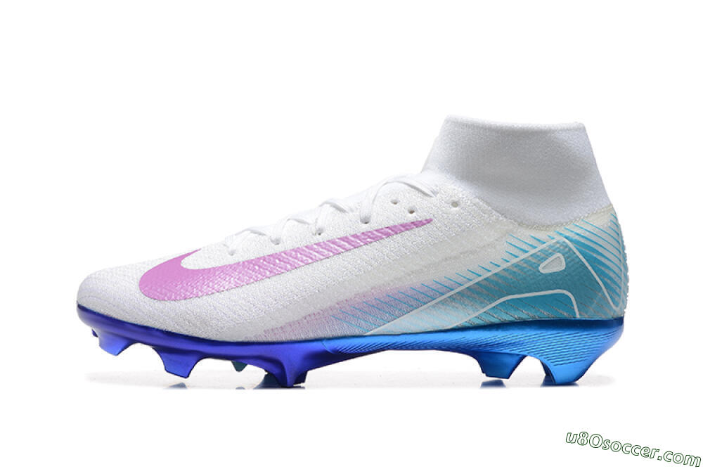 Nike Air Zoom Mercurial Superfly 10 Elite FG Firm Ground Soccer Cleats - White/Purple/Blue 2