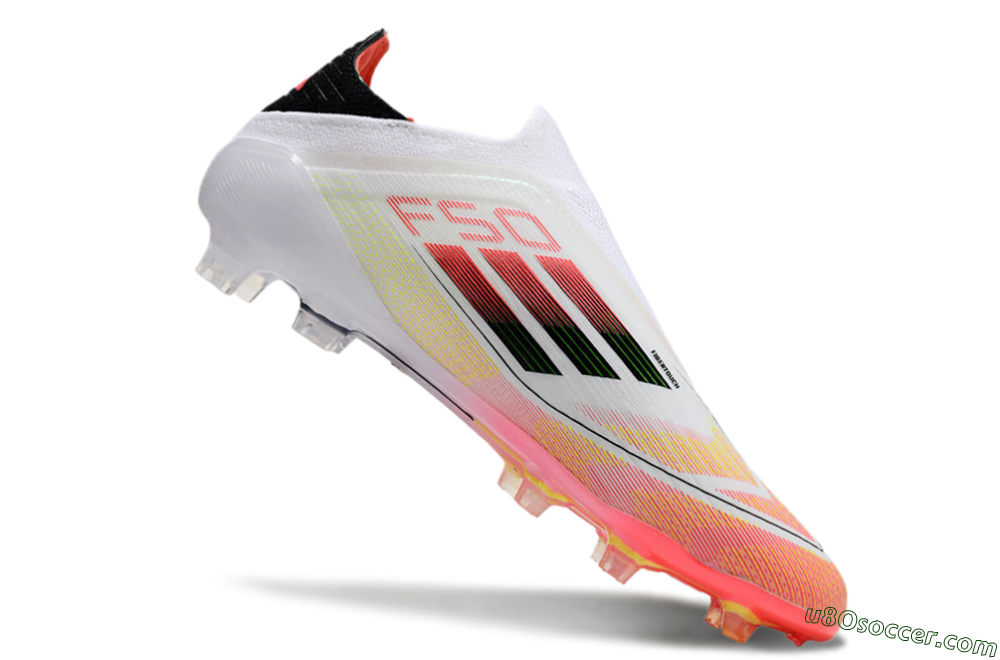 Adidas F50 Elite Laceless FG Firm Ground Soccer Cleats - White/Red/Yellow 4