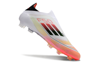 Adidas F50 Elite Laceless FG Firm Ground Soccer Cleats - White/Red/Yellow