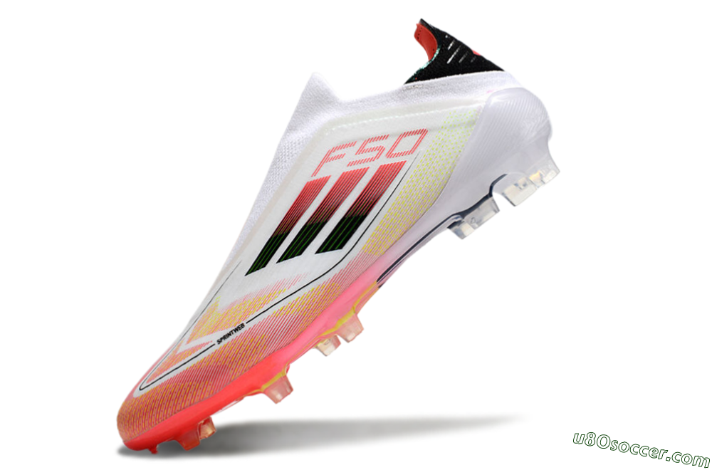 Adidas F50 Elite Laceless FG Firm Ground Soccer Cleats - White/Red/Yellow 5