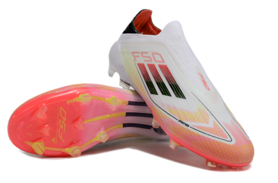 Adidas F50 Elite Laceless FG Firm Ground Soccer Cleats - White/Red/Yellow
