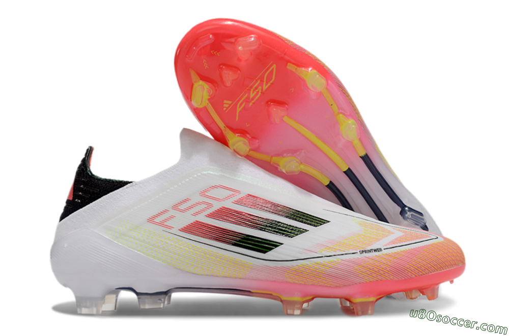 Adidas F50 Elite Laceless FG Firm Ground Soccer Cleats - White/Red/Yellow 1