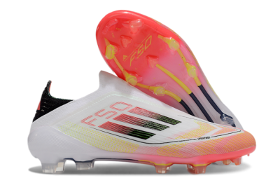 Adidas F50 Elite Laceless FG Firm Ground Soccer Cleats - White/Red/Yellow